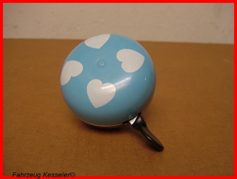 Ding Dong Glocke 80 mm Klingel Chrom (hellblau Lackiert) mit Herzchen *NEU*