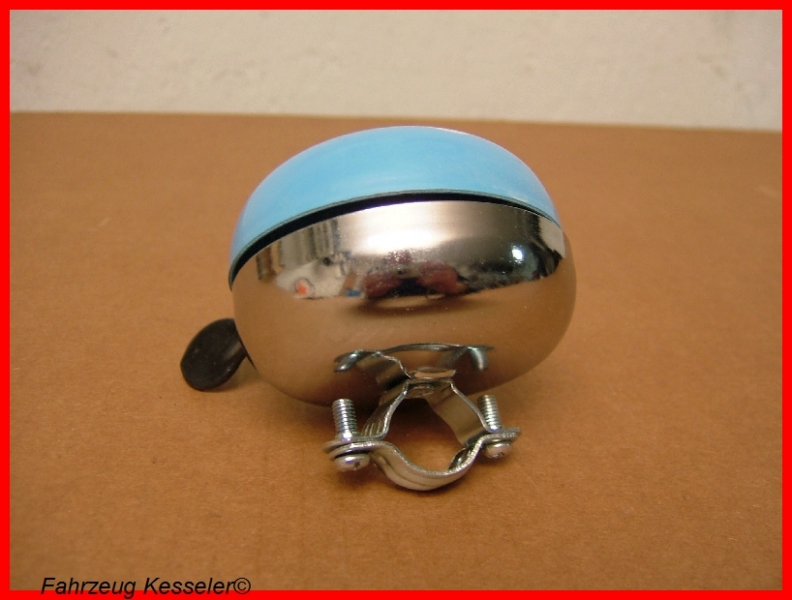Ding Dong Glocke 80 mm Klingel Chrom (hellblau Lackiert) mit Herzchen *NEU*