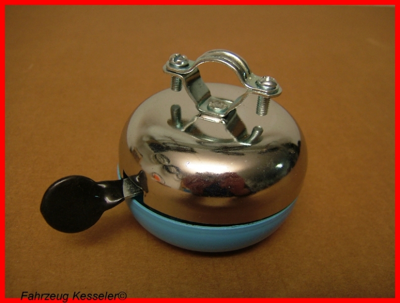 Ding Dong Glocke 80 mm Klingel Chrom (hellblau Lackiert) mit Herzchen *NEU*